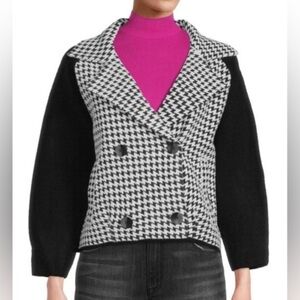 Vintage Magaschoni double breasted Lapel Houndstooth wool blend crop jacket M